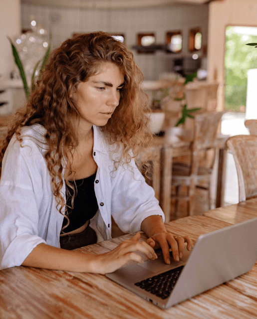 woman working at her laptop